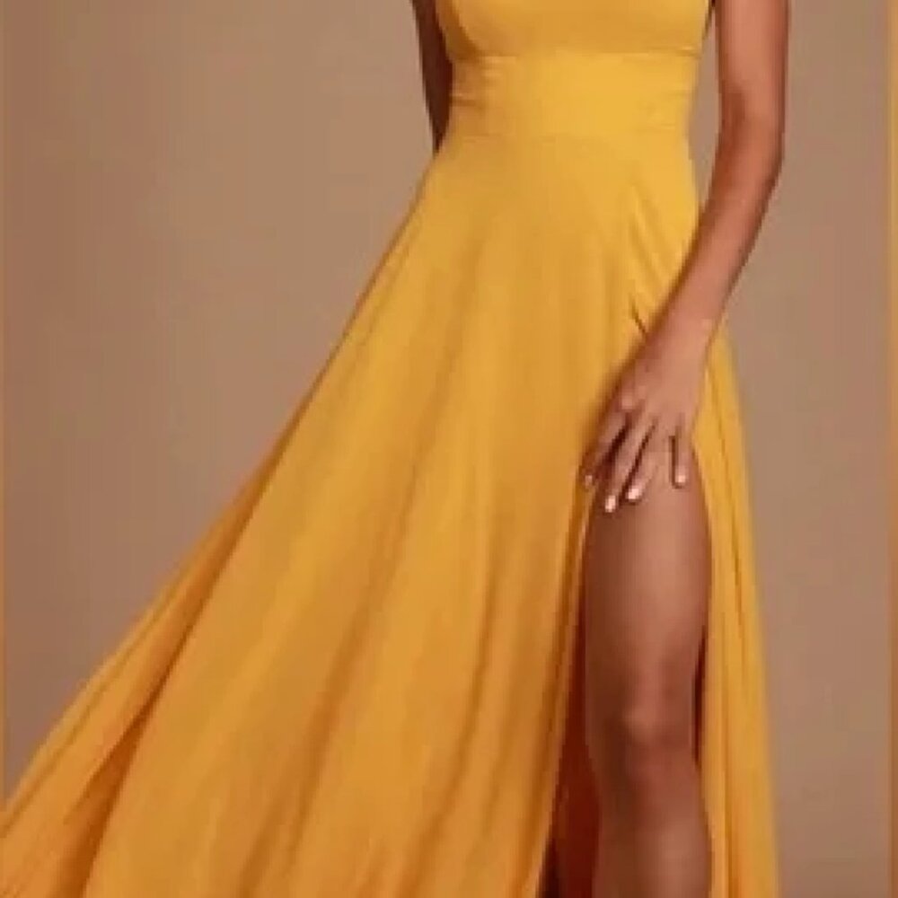 Lulu's Marigold Open Back Dreamy Romance Maxi